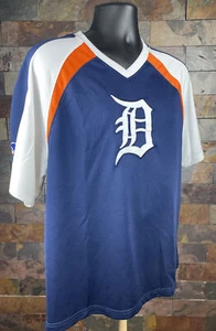 Maglia maglia Detroit Tigers blu bianca ricamata taglia large - Foto 1 di 5