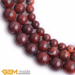 Red Flower Agate Natural Vintage Round Loose Stone Beads Jewellery Making 15" AU - Foto 1 di 34
