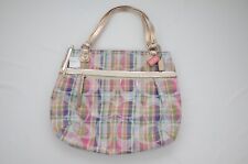 Coach Madras Signature Sequin Shoulder Tote Bag Pastel Plaid New with Tags 19611