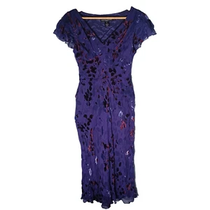 Womens Maxi Dress Size 8 Purple Floral Fairycore Whimsigoth Velvet Flutter - Picture 1 of 7