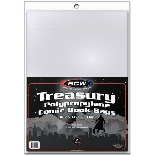 100 BCW 2Mil Treasury Resealable Acid Free Bags 10 1/2 " x 13 1/2