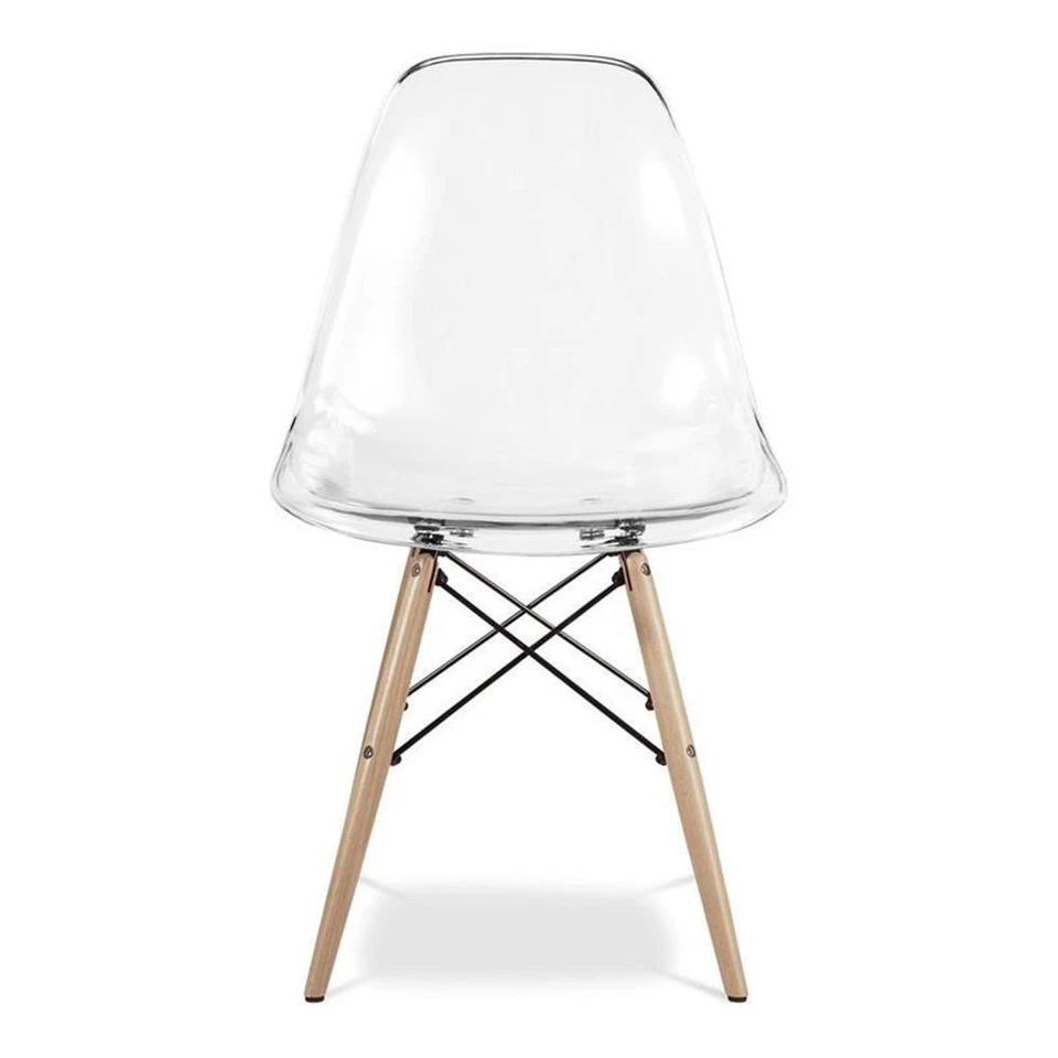 Silla de Comedor Aron Living Pyramid 17.5" Plástico y Madera de Haya en Transparente Foto 1 de 1