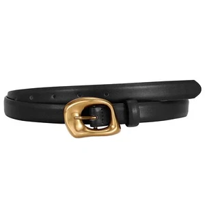 Women’s Leather Belt with Gold Buckle Thin Belts for Women Fashion Waist Belt... - Picture 1 of 6