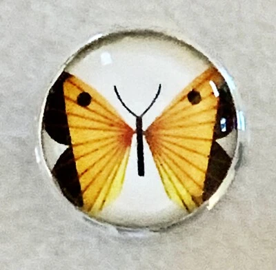 Botón de costura de vidrio Charley Harper amarillo polilla mariposa insecto 1" CP326 Foto 1 de 2