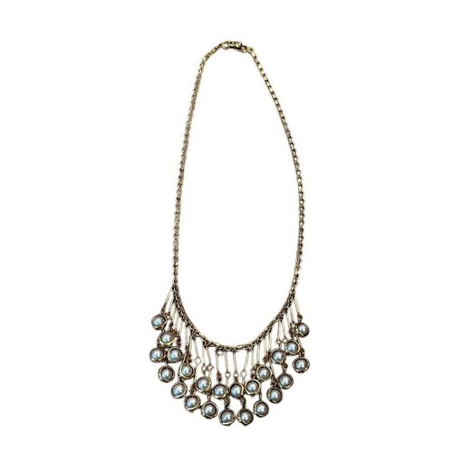 Collana Christian Dior vintage da appendere finta perla tono oro catena girocollo 15"