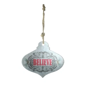 Midwest 14" Galvanized Metal "Believe" Hanging Onion Christmas Wall Hanging - Picture 1 of 2
