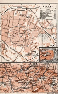 Zittau +100 Jahre alter Stadt/Umgebungsplan+ Oybin, Jonsdorf, Waltersdorf - Bild 1 von 2