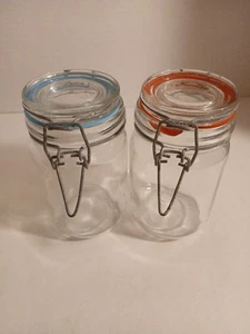 Mini Glass Storage Jars With Hinged Glass Lid, Silicone Seal Lot Of 2 - Picture 1 of 13