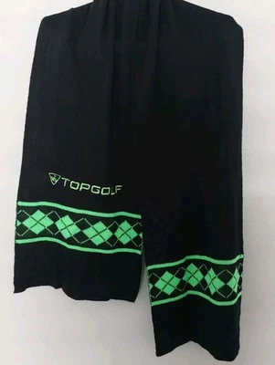 Шарф черный и зеленый шарф зимний 100% хлопок геометрический 14 «x 72» верхний гольф  - Изображение 1 из 4