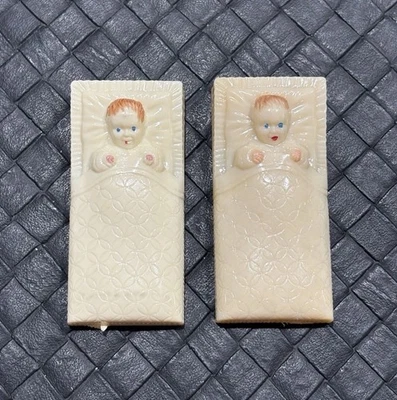 2 Vintage Renwal No. 120 BABY IN BED Dollhouse Furniture  - Image 1 of 3