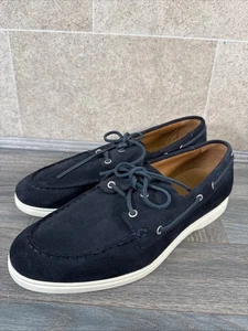 Charles Tyrwhitt Boat Shoes Laces UK 9 Navy Blue Suede Shoes 43 London Brand New - Picture 1 of 17