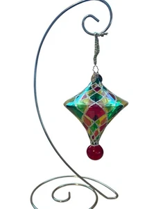 2005 Christopher Radko Tiffany Brite Harlequin Saucer 6" Ornament w/ tags - Picture 1 of 6