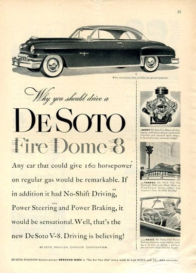 DeSoto 1952 anuncio impreso Fire Dome 2 puertas  Foto 1 de 1