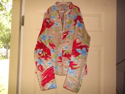 Chaqueta Analogía Mujer Pequeña Arruga Patrón Floral Cremallera Completa Usada Foto 1 de 4