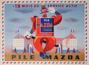 NATHAN GARAMOND PILE MAZDA 18 MOIS DE SERVICE ACTIF 1939 VINTAGE POSTER - Picture 1 of 1