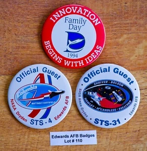 VINTAGE 1980-1990er Edwards AFB NASA 3 PIN BUTTONS Lot#110 Columbia STS-31 STS-4 - Bild 1 von 5