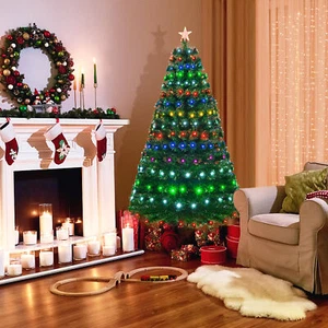 6Ft Pre-lit Optical Fiber Christmas Tree w/ Colorful LED Lights Stand - Picture 1 of 10
