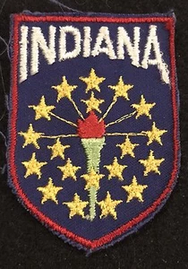 Parche de colección INDIANA bandera estatal recuerdo viaje VIAJERO bordado - Imagen 1 de 3