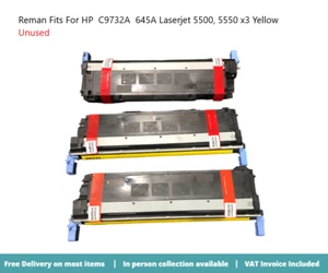 Reman Fits For HP C9732A 645A Yellow x3 5500 5550 - Picture 1 of 3