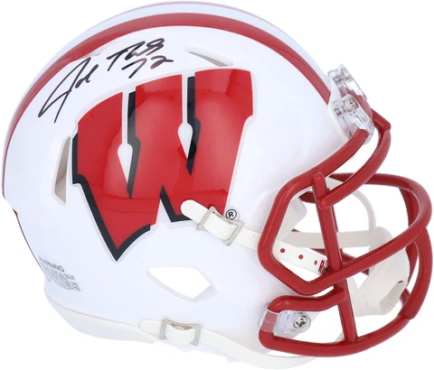 Joe Thomas Wisconsin Badgers Signed Riddell Speed Mini Helmet Cover