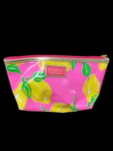 Lily Pulitzer Estee Lauder Hot Pink Lemon Make Up Bag Zippered 5x10 - Picture 1 of 10