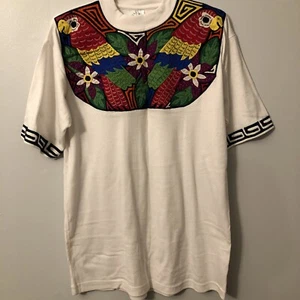 RARE VTG 90s Canal Club Classic  Colorful Parrots & Flowers TShirt Sz XL 44 - Picture 1 of 5