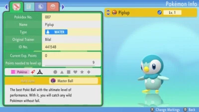 Ultra Shiny 6IV Piplup HA Pokemon Brilliant Diamond Shining Pearl Fast Trade