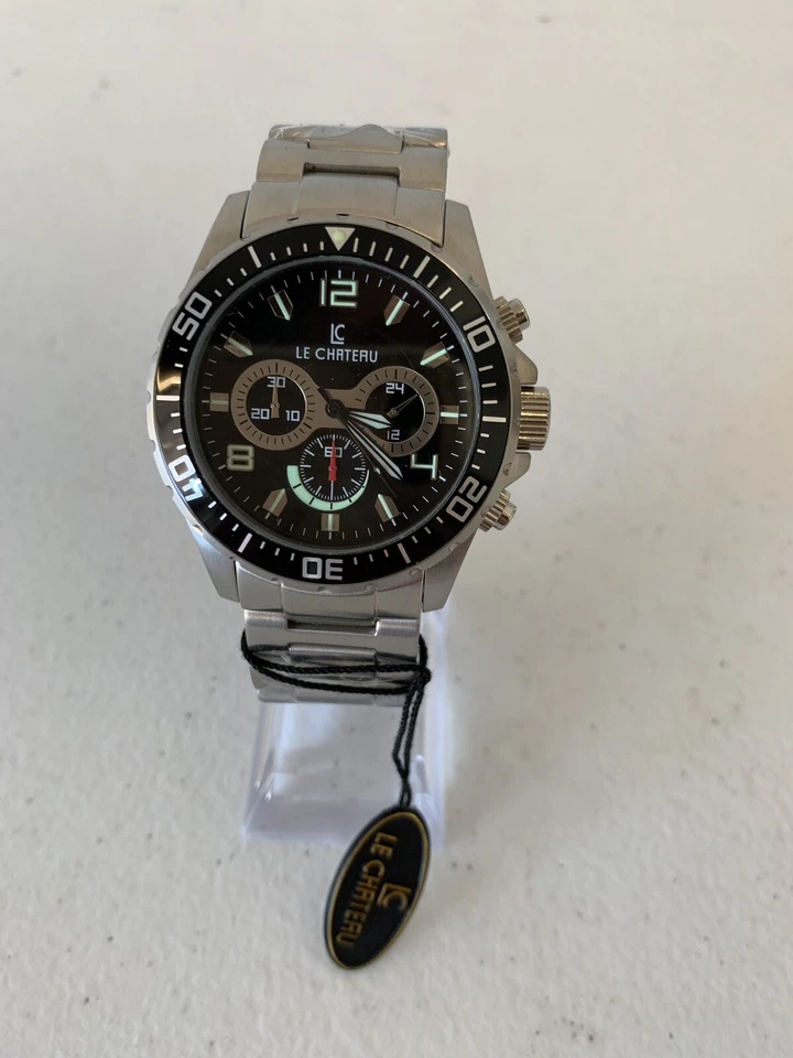 Le Chateau Men's 7072M Chronograph Stainless Steel Watch - NIB - image 1 of 4