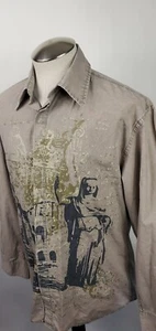 Roar Mens Large Long Sleeve Button Graphic Embroidered Shirt XL - Picture 1 of 8