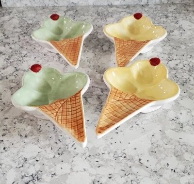 Williams Sonoma Ice Cream Shaped Bowls , 4 Pieces, Green, Yellow - Image 1 of 4
