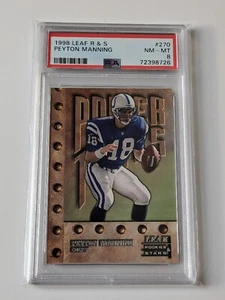 Donruss Leaf Rookies & Stars 1998 Peyton Manning Colts RC Power Tools NFL PSA 8 - Picture 1 of 2
