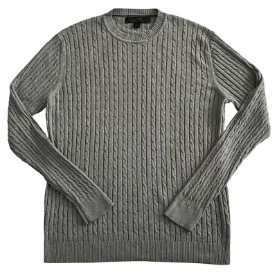 Express Mens Silk Cashmere Crew Neck Cable Sweater Size L Academia Career Preppy - Image 1 of 4