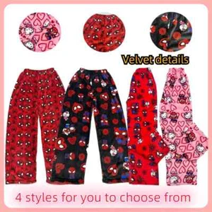 Hello Kitty Spiderman Fluffy Pyjama Loungewear Pants Trousers - Picture 1 of 9