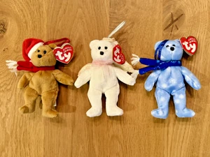 3 Beanie Baby ORNAMENTS 1997, HALO & 1999 Teddy Holiday JINGLE BEANIES New NWT - Bild 1 von 22