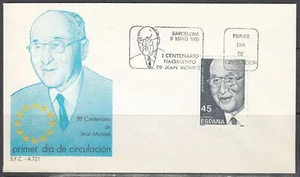 Spain Scott 2557 FDC - Jean Monnet - Picture 1 of 1
