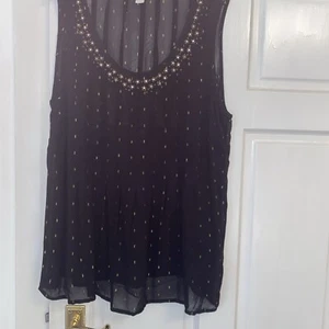 Monsoon Size 18 Sleeveless Blouse Gold And Bead Details VGC - Picture 1 of 10