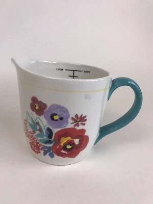 Pioneer Woman Flea Market Floral 4 cup 1 Qt Stoneware Measuring Pitcher Cup new - Image 1 of 4