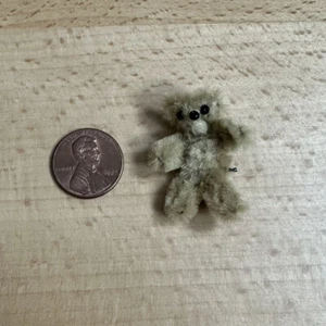 Vintage Artisan Dollhouse Miniature Teddy Bear Plush Toy Nursery Pipe Cleaner - Picture 1 of 4