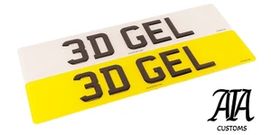 PAIR Of Gloss Black 3D Gel 100% Road / MOT Compliant Number Plates - Picture 1 of 2