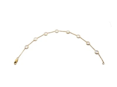 Браслет женский Moonstone 7 дюймов с цепочкой из желтого золота 14 карат - Изображение 1 из 3