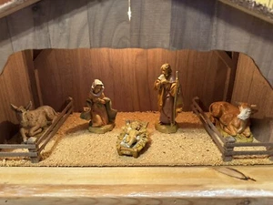 Nativity Stable Wood Manger w/ Fontanini Italy Figures & Carrying Storage Case - Picture 1 of 22