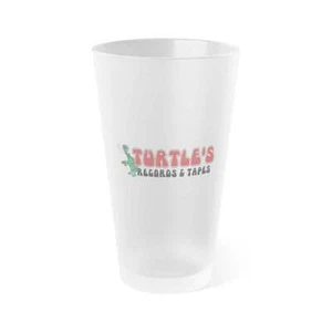 Vintage Turtles Record & Tapes Store Logo Frosted 16 Ounce Pint Glass - Picture 1 of 6