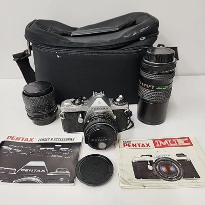 PENTAX ME 35mm Film Camera SMC M 1:1.7 50mm + Sigma 28-70 & Focal Lens & Bag - Image 1 of 4