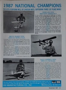 Vintage 1987 SIG National Champs RC Airplanes Print Ad Ephemera Lincoln Nats - Picture 1 of 1