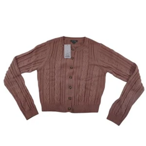 Wild Fable Cable Knit Button Front Cardigan Sweater Cropped Pink Mauve Size S - Picture 1 of 8