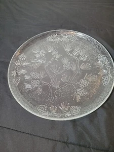 Indiana Glass Tiara Pinecone Ponderosa Pine 12 Inch Round Serving Platter/Tray - Picture 1 of 10