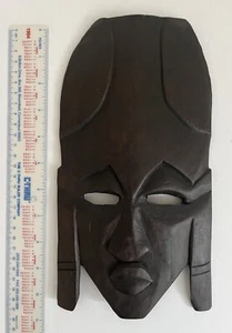 Collectible antique wood African mask; origin unknown; 10" long - Picture 1 of 2