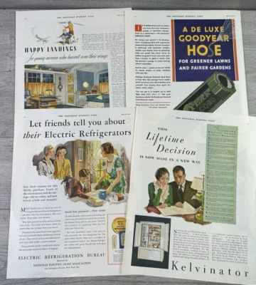 Lote De Colección De 4 Anuncios Impresos GRANDES Art Deco Sat Eve Post 23 De Mayo 1931 Home Products Foto 1 de 4