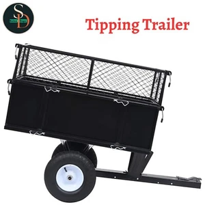 Tipping Trailer for Lawn Mower 150 kg Load Garden Dump Wheelbarrow vidaXL - Picture 1 of 10