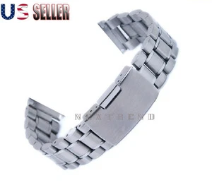 Solid Stainless Steel Strap With Push Button Lock Buckle Watch Deployment Band - Picture 1 of 2